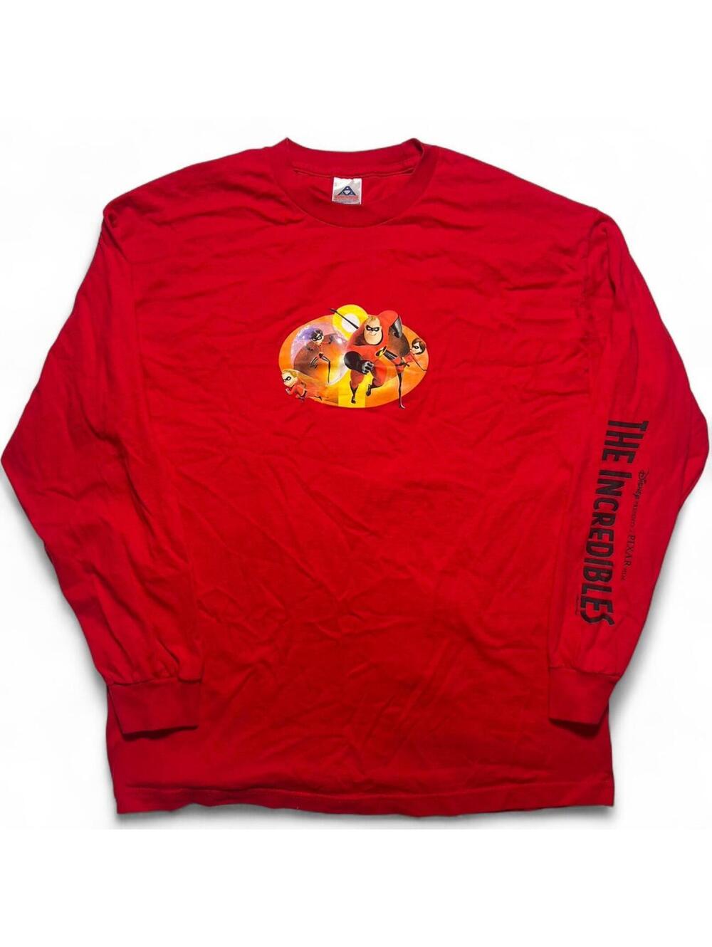 Vintage 2004 Disney Pixar The Incredibles Promo Long Sleeve Shirt Red XL